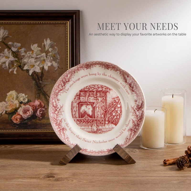 ANBOXIT 4.5 Inch Plate Stand Display - Wooden Picture Frame