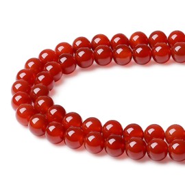 XIANNVXI Natural Stone Carnelian Beads for Threading with Hole Round Crystals Gemstones for Threading Beads for Bracelets Chains DIY Jewellery Crafts 8 mm (Approx. 47 Pieces