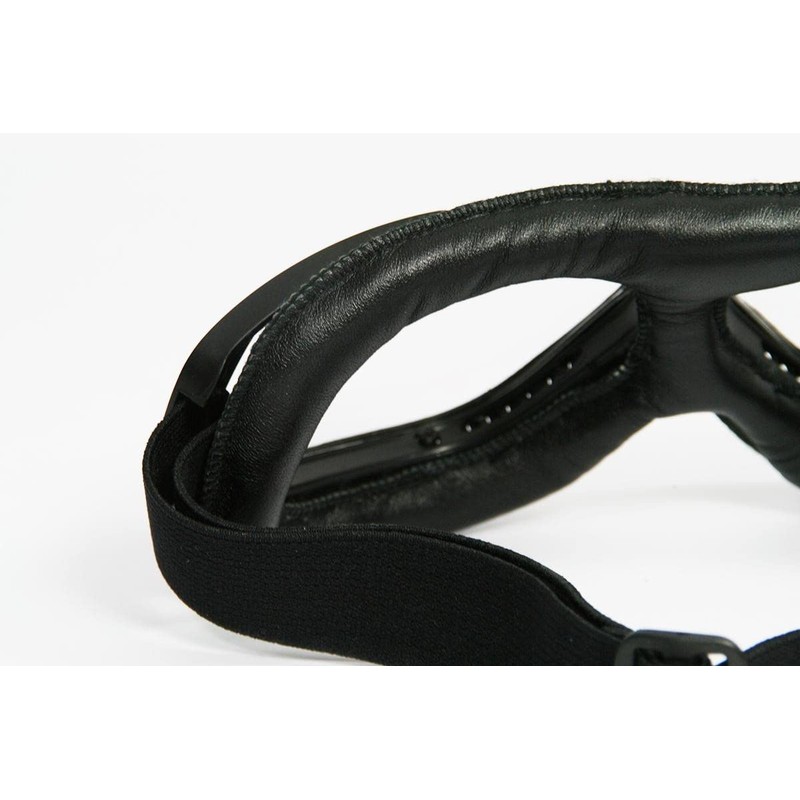 Motorradbrille schwarz klare Gläser schwarzer Rahmen ECHT LEDER