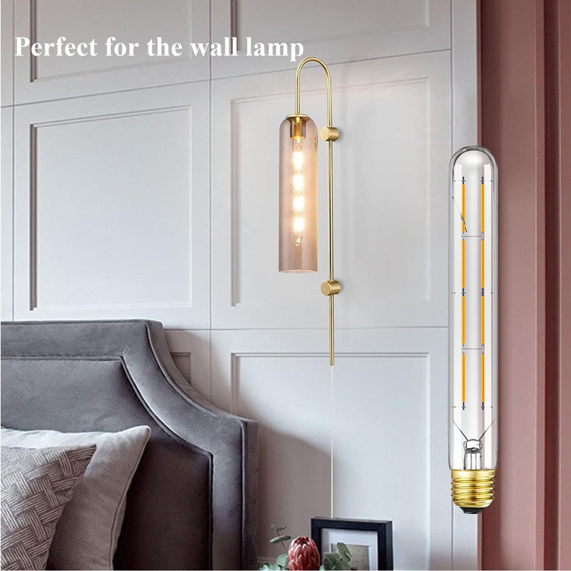 Duoled T10 Tubular Light Bulbs,E26 Dimmable Led Bulbs,8W Led Edison