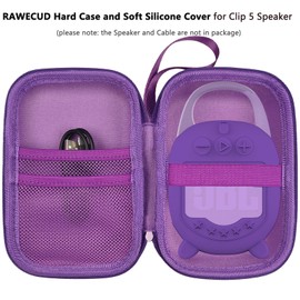 RAWECUD Protective Case for JBL Clip 5 Bluetooth Speaker, Hard Carrying Case and Silicone Cover for Clip 5 Speaker, Stand Up Holder and Carrier (Purple Case)