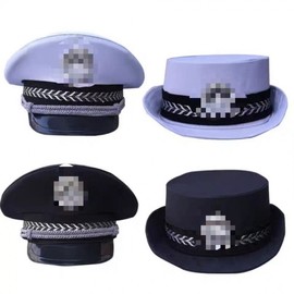 Children's Police Hat - Kids Police Chief, Traffic Officer, Special Police Cap 53/Black Children's Training Cap 3ea