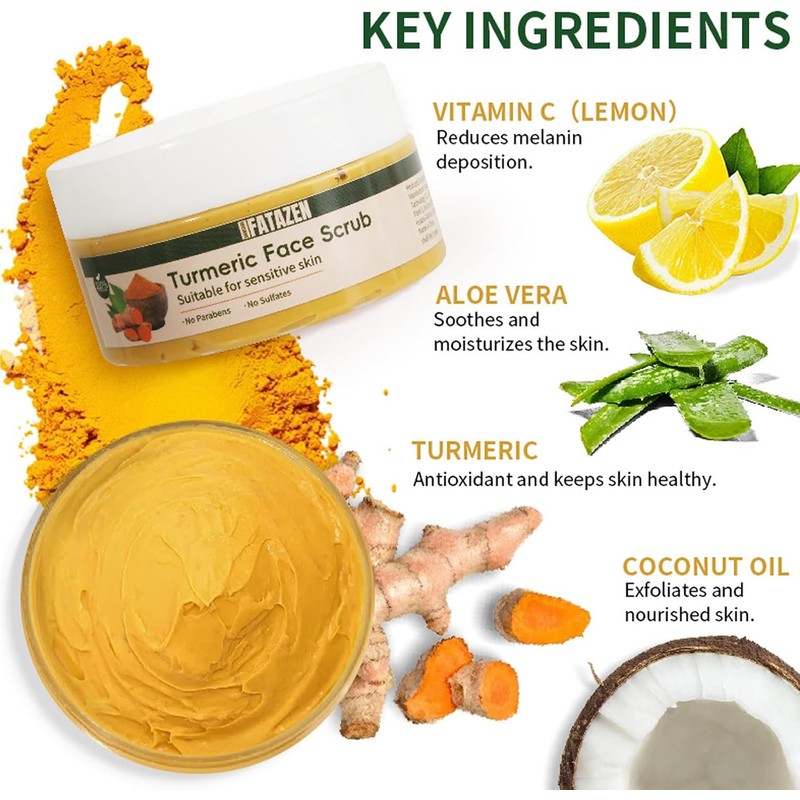 Exfoliante Facial de Cúrcuma YAWKONT para Limpieza Profunda y Piel