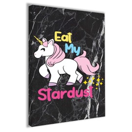 Hippowarehouse Eat my stardust unicorn (Colour) Printed Canvas 41cmx61cm Wall Art Design Classroom Gym Room Home Office Décor