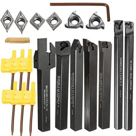EsportsMJJ Machifit 7pcs 10mm Shank Lathe Turning Tool Holder Boring Bar With Carbide Inserts