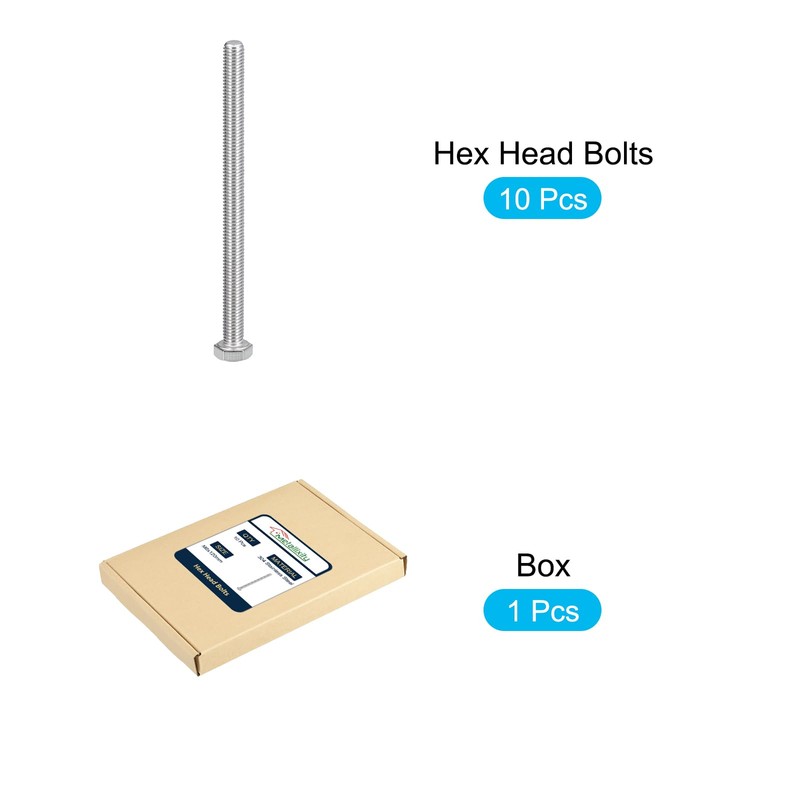 METALLIXITY Hex Bolts (M8-1.25 x 120mm) 10Pcs, 304 Stainless Steel