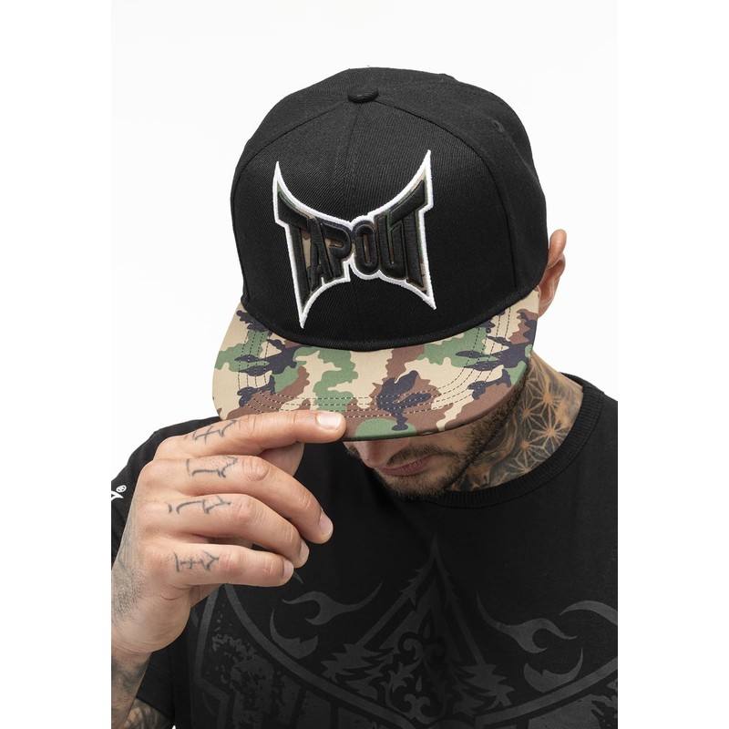 Tapout Cherokee Cap, Black/Camo Woodland
