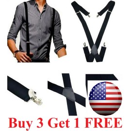 Unbranded Men's Adjustable Suspenders Elastic X-Shaped Braces Clips Pants Brace Solid TBN - White