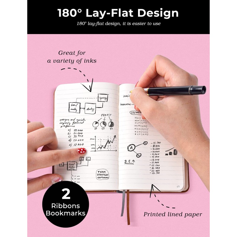 AISBUGUR Pocket Notebook Small Notebook 2-Pack, 3.5" x 5.5" Pocket