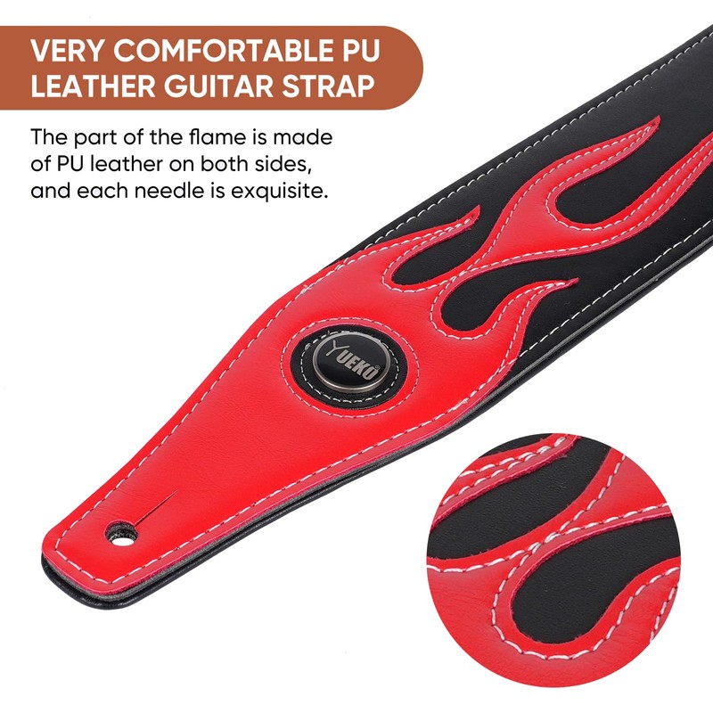 YUEKO Cool Lightning Pattern Flame Guitar Strap for Electric Guitar