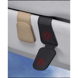 JEJA Glasses Holder for Car Sun Visor, Leather Sunglasses Holder for Car Visor Accessories, Ticket Card Clip, Green