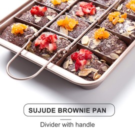 Brownie Pan with Dividers Nonstick Brownie Pans and Cutters, Make 18 Pre-cut Brownies at Once Perfect Individual Brownie Baking Pan All Edge