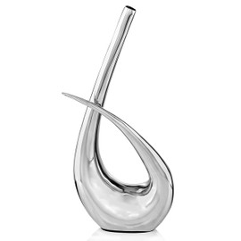 Modern Day Accents Curvisa d-Tail Vase, Aluminum, Silver, Tabletop, Centerpiece, Abstract, Modern, Glam, Accents, Accessory, Décor, Decoration, Flower Arrangements, Thin, 9” x 3” x 20”, Small