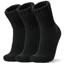 Merino Wool Thermal Boot Socks for Men Women Warm Thick Winter Hiking Cozy Christmas Stocking Stuffers Socks 3 Pairs(Black Series,M)