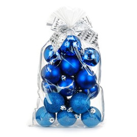 Pack of 20 Christmas Tree Baubles, 6 cm, Plastic - PVC Christmas Tree Decorations with Designs - Mixed Set - Christmas Gift