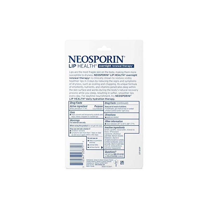 Neosporin Lip Health Overnight Renewal Therapy 0.27 oz (Pack of