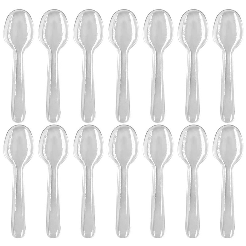 TOYMYTOY 100pcs Disposable Transparent Mini Spoons 8.5cm Individual Packing Bag