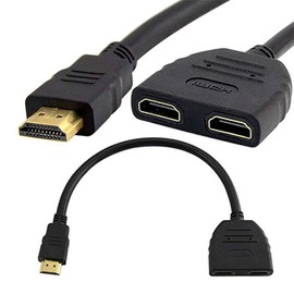 1 in 2 Out HDMI Male to Dual Female Splitter Converter Adapter A/V Cable 1080p (1 pcs)