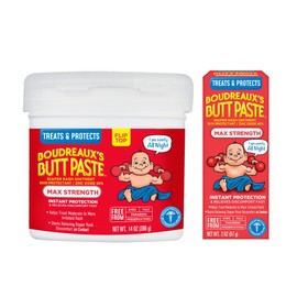 Boudreaux's Butt Paste Maximum Strength Diaper Rash Cream, Ointment for Baby, 2 oz Tube & 14 oz Jar