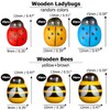 225 pcs Tiny Resin Bee Wooden Ladybug Daisy Flower Mushroom