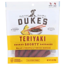 Duke's Pork Teriyaki Smoked Shorty Sausages, 7g Protein Per Serving, 5 oz.