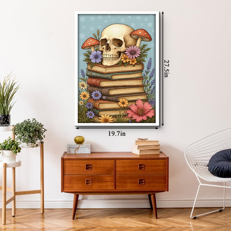 Rompecabezas de libro de calavera para adultos, 1000 piezas