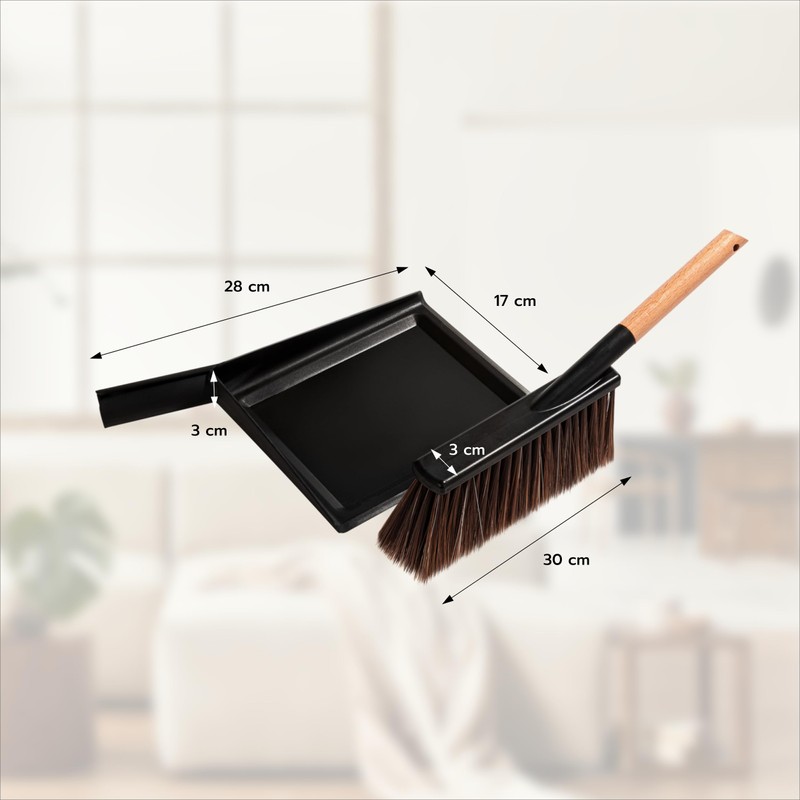 cleangang Hand Brush and Dustpan Beech Wood Black 30cm x