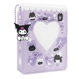 Photocard Binder 3 Inch Kpop Photocard Holder, Cute Mini Photo Album Kpop Photocard Binder Portable Kpop Binder Photocard Album with Lovely Pendant for Photocard Collection, 40 Pockets (Purple)