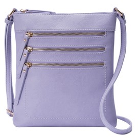 Solene Crossbody Bag Functional Multi Pocket Messenger Purse Top Zip Closure Shoulder Handbag With Adjustable Strap-WU093(Lavender)