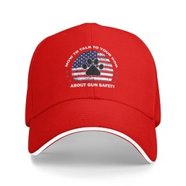 Gifts for Family,Dog Lover Gifts for Women Funny Hat How to Talk to Your Dog About Gun Safety Hat Gifts Red
