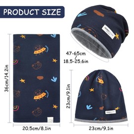 beifon Children's Beanie Hat & Loop Scarf Set, 95% Cotton Hat Scarf Set Girls Boys 2-8 Years, Tube Scarf Warm Winter Hat Knitted Hats for Autumn Winter Spring, darkblue