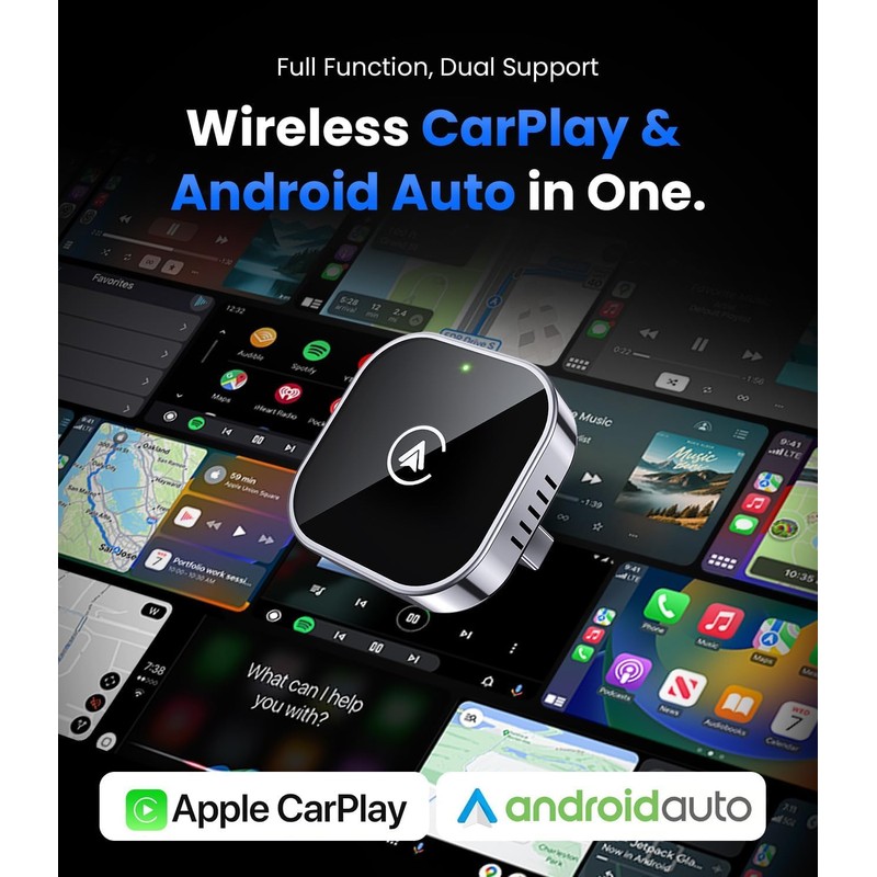 Teeran 2 in 1 Wireless CarPlay and Android Auto Adapter,