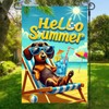 BlissYard Hello Summer Garden Flag Dachshund Dog Flag 12x18 Inch