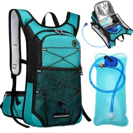 Fahrradrucksack 13L mit Trinkblase 2L MTB Rucksack Wasserdichter Laufrucksack Trinkrucksack für Damen Herren Sportrucksack Hydration Reiserucksack für MTB Mountainbike Ski Outdoor Sport (Grün)