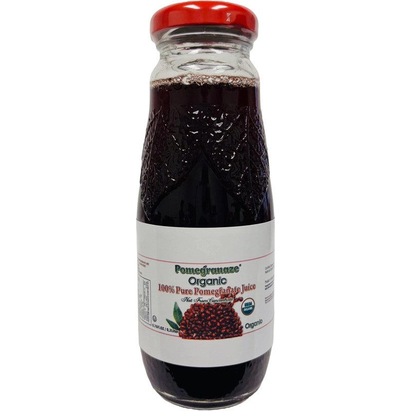 100% Organic Pomegranate Juice, 6.7 Oz Glass Bottle (12 Pack)