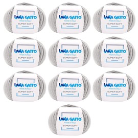 Knitting yarn 100% pure merino new wool extra fine, line super soft by Lana Gatto, made in Italy, high-quality yarn for crochet and hand knitting, 500 g, 1250 metres (light grey - 20741, 10)