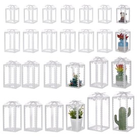 FREEBLOSS 28 Pcs Clear PVC Gift Box Transparent Plastic Storage Container 6 Different Sizes with Lid Reusable Party Favor Box for Jewelry, Candies, or Small Gifts, Perfect for Weddings, Birthdays