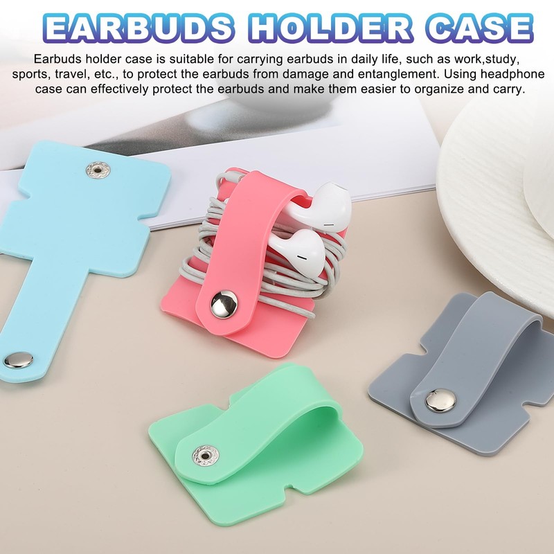 sourcing map Earbuds Holder Case, Earphone Wrap Headphone Case Cord