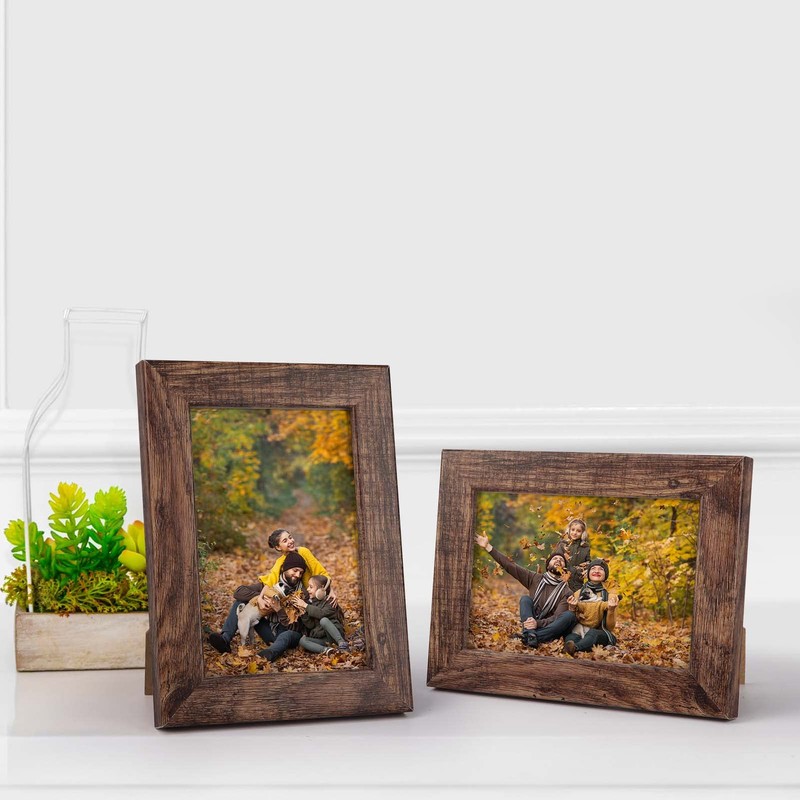 PETAFLOP 4x6 Picture Frame Set of 7, Rustic Frames Display