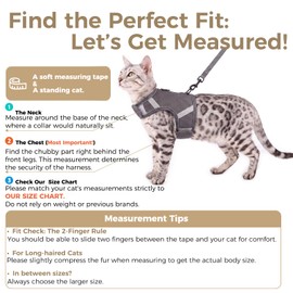 pangdi Cat Harness and Leash Set, No Over-the-Head Cat Vest, Grey, XL