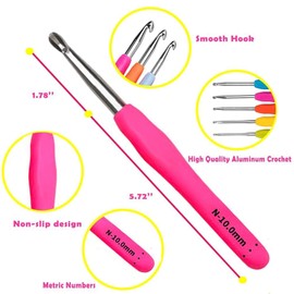 Yarniss Crochet Hooks,14 Size Crochet Set 2mm(B)-10mm(N), Ergonomic Crochet Hooks Set with Case for Beginner,Long Crochet Needles