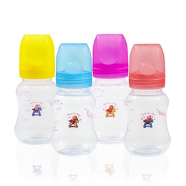 S Shield Baby Classic Feeding Bottle with Silicone and Slow-Flow Nipple with Travel Caps, Made with Polypropylene and BPA Free, 3 + Months Bottles (4 Packs) 4.5 Ounce