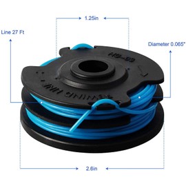HENGTPUR 29082/29242 27ft 0.065" String Trimmer Single Line for GreenWorks Weed Eater Auto Feed Spool, Compatible with Greenworks String Trimmer Models 21212 and 21272 (10 Spools + 1 Caps)