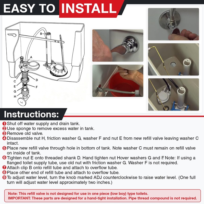 Avenuebool Anti Siphon Toilet Fill Valve Assembly, Toilet Fill Valve