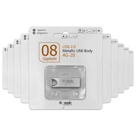 PSA COMPUTO Y PAPELERIA Kit de 10 Piezas de Memorias 8GB 4GEEK USB 2.0 Color: Plata Ideal para Transferencia de Fotos, música y Documentos (con Blister)