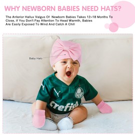 Durio Newborn Baby Hat and Mittens Set Newborn Hats Soft for Infant Girls Boys Hats 6-12 Months Gloves Baby Winter Hat and Mitten Set D Pink & White & Rose S