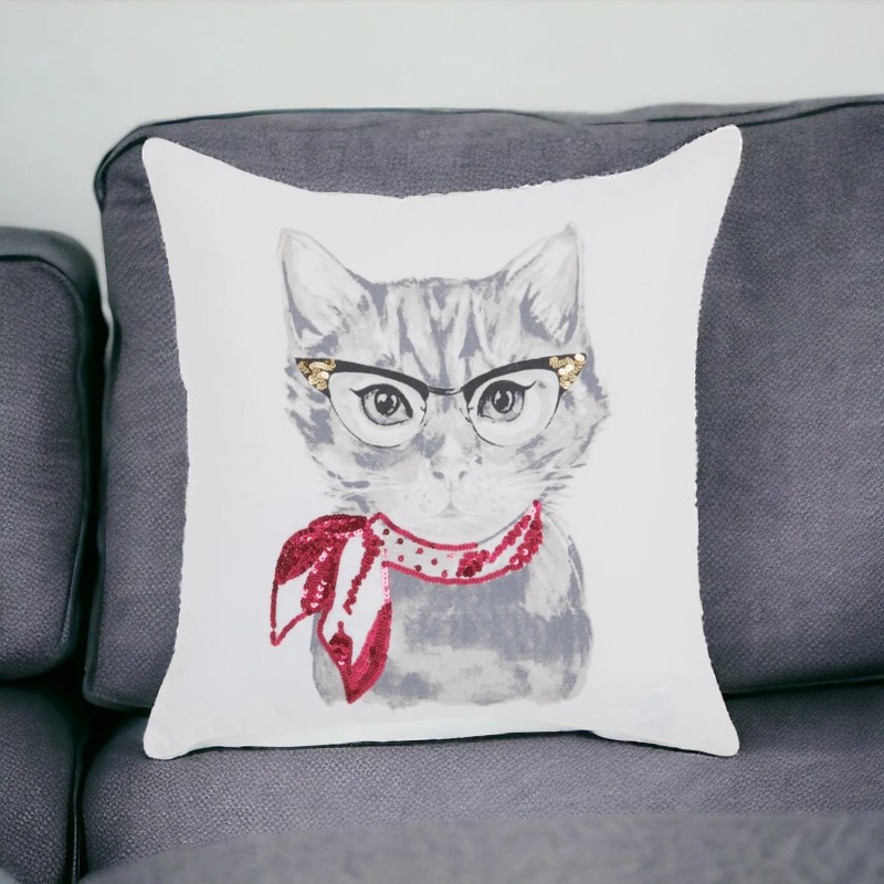 Homeroots 18" Red and White Cotton Throw Pillow