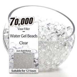 NOTCHIS 70,000 Clear Water Gel Beads for Vases, Tansparent Water Gel Beads for Vase Filler Beads, Candles, Wedding Centerpiece Floral Decorations