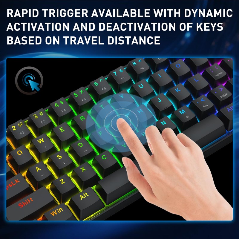 Redragon K617 HE Rapid Trigger Gaming Keyboard, 60% 61 Keys