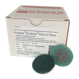 Sungold Abrasives 74930 Green Fine Non Woven Surface Conditioning Type R Quick Change Discs 25/Box, 1-1/2"